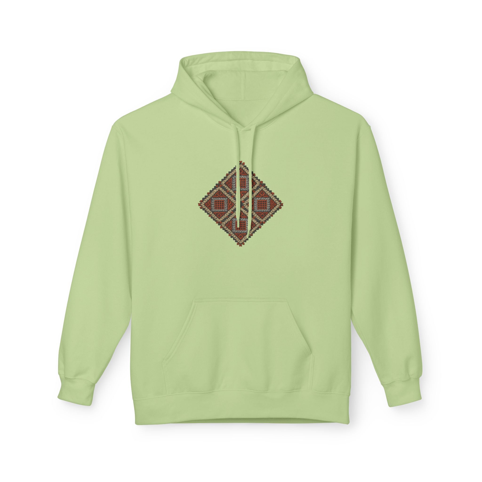 Tribal Diamond Pattern Hoodie — Rustic Geometric Aztec Pullover