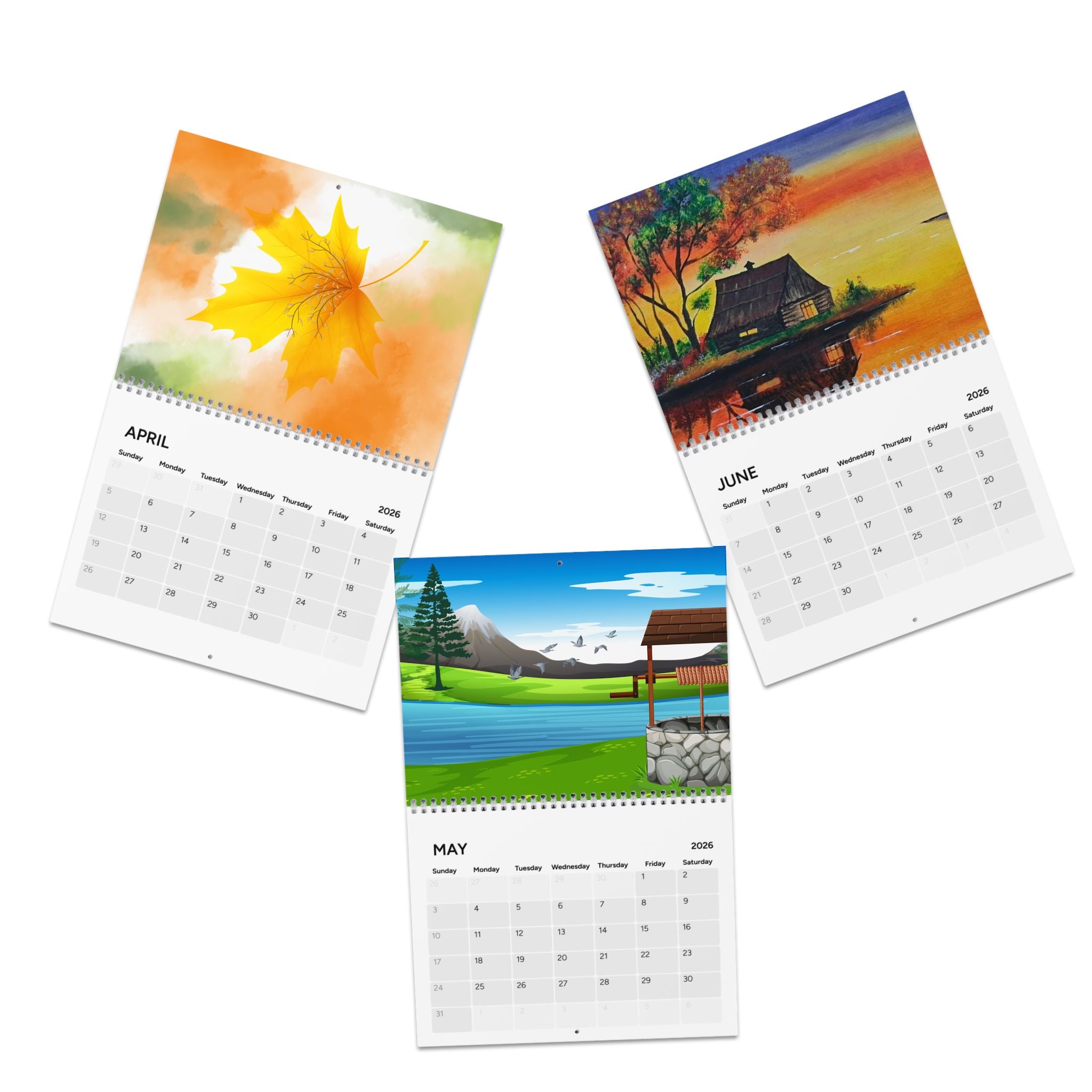 2026 Scenic Sunset Wall Calendar — 12-Month Artistic Landscape Calendar