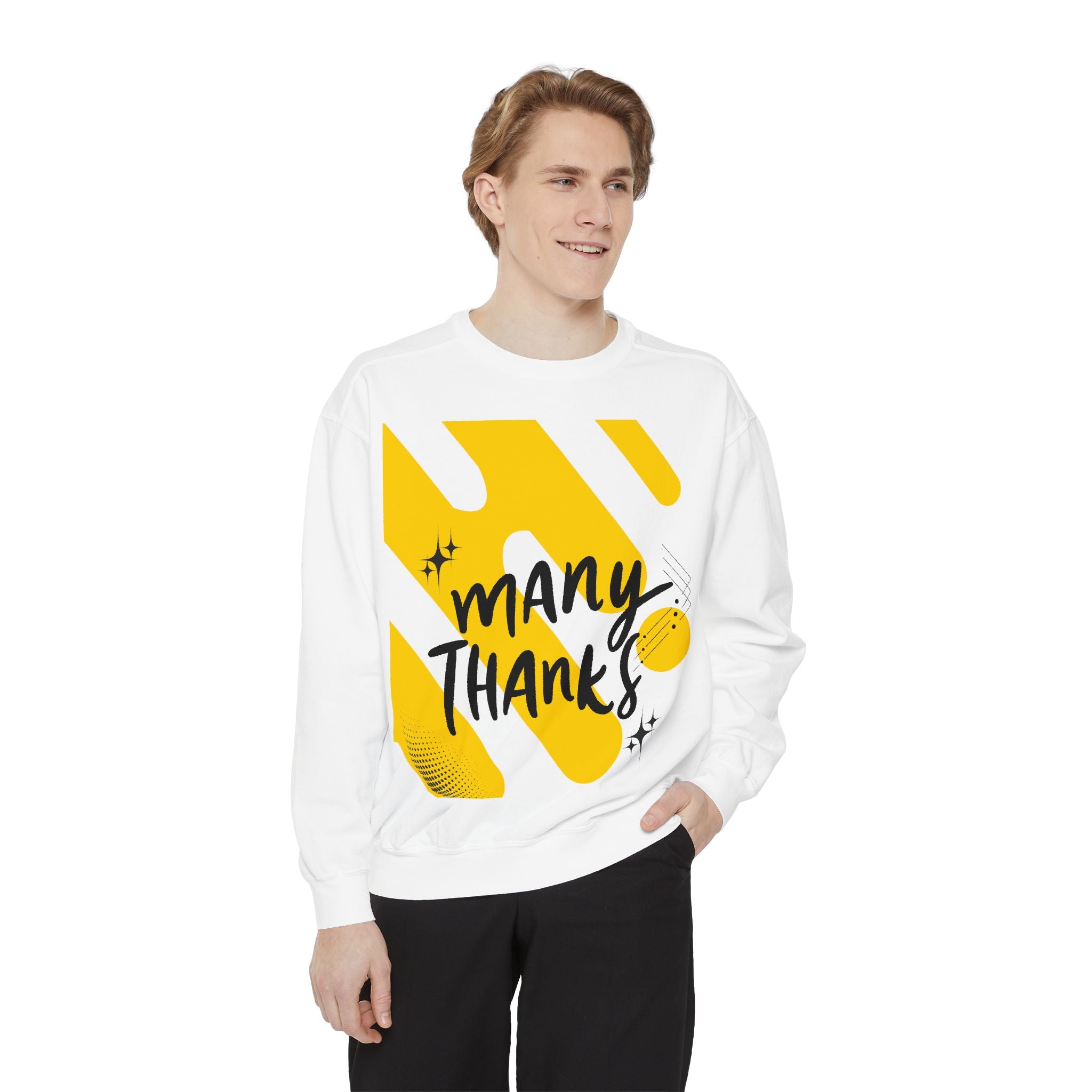 Many Thanks Sweatshirt — Thank You Graphic Crewneck