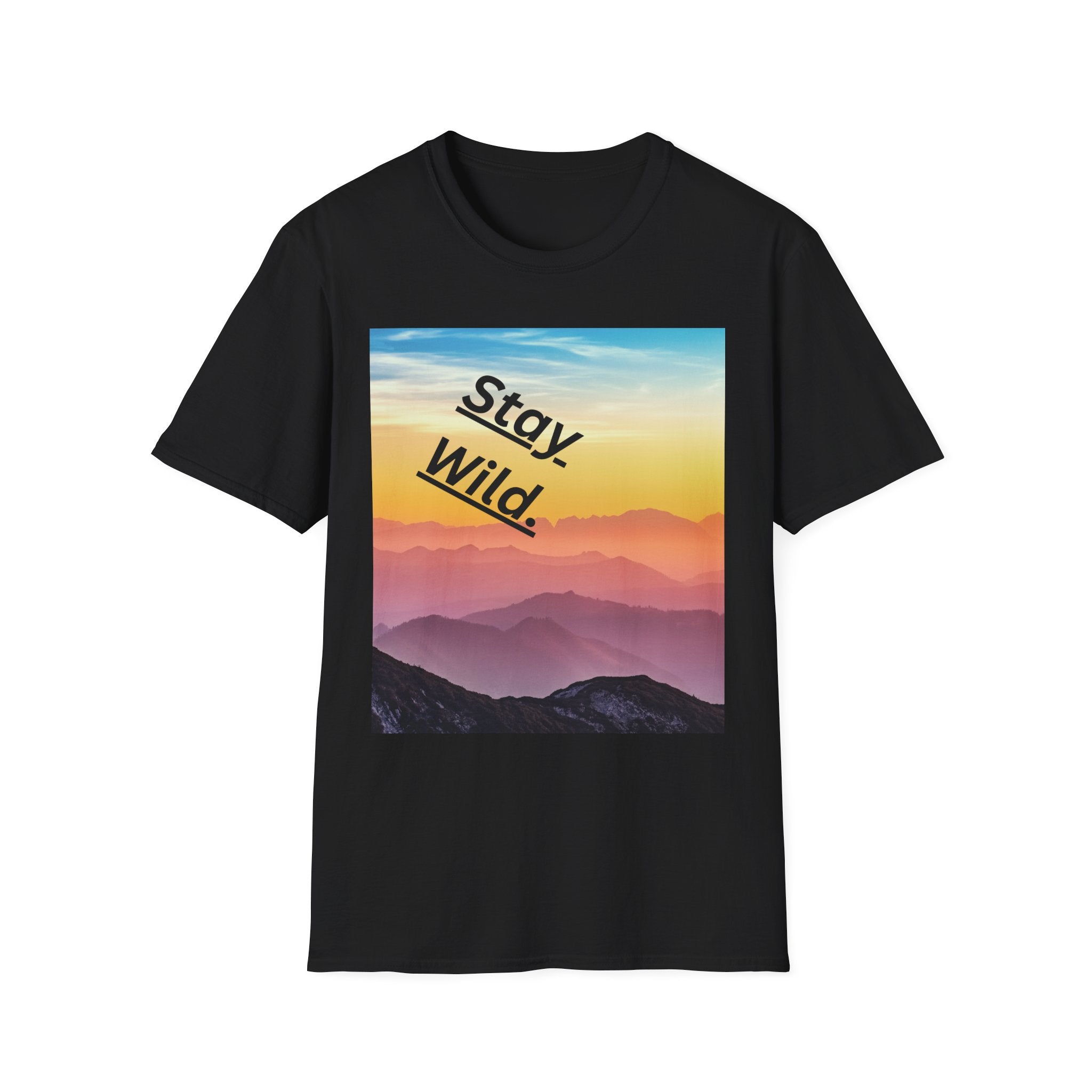 Stay Wild Mountain Sunset T-Shirt | Nature Landscape Typography