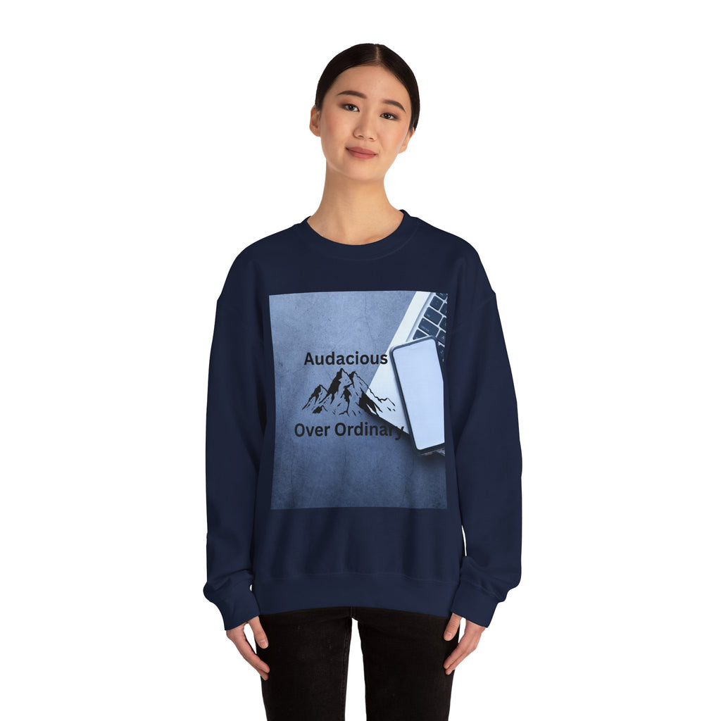 Audacious Over Ordinary mountain logo Sweatshirt | Minimal Office Adventure design