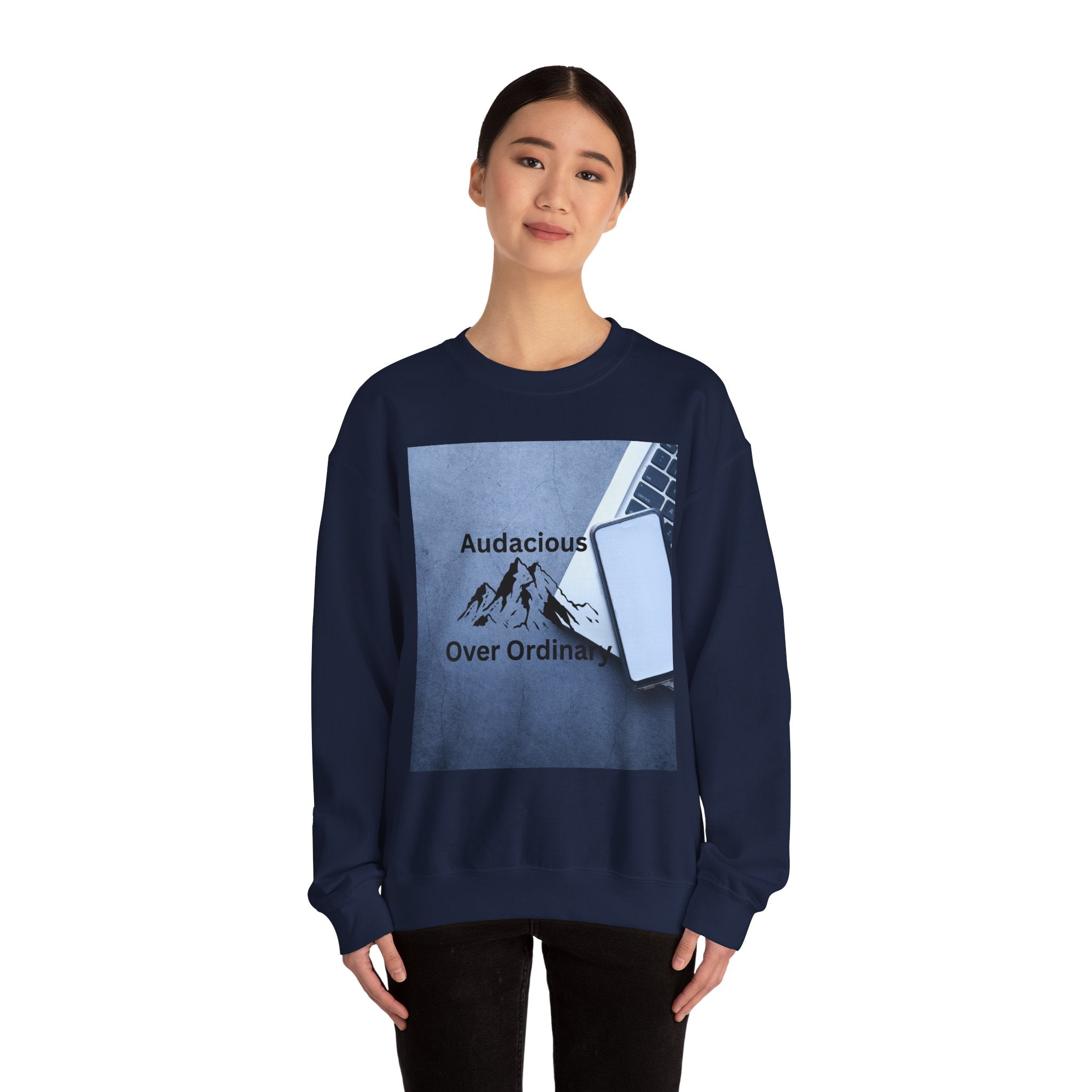 Audacious Over Ordinary mountain logo Sweatshirt | Minimal Office Adventure design