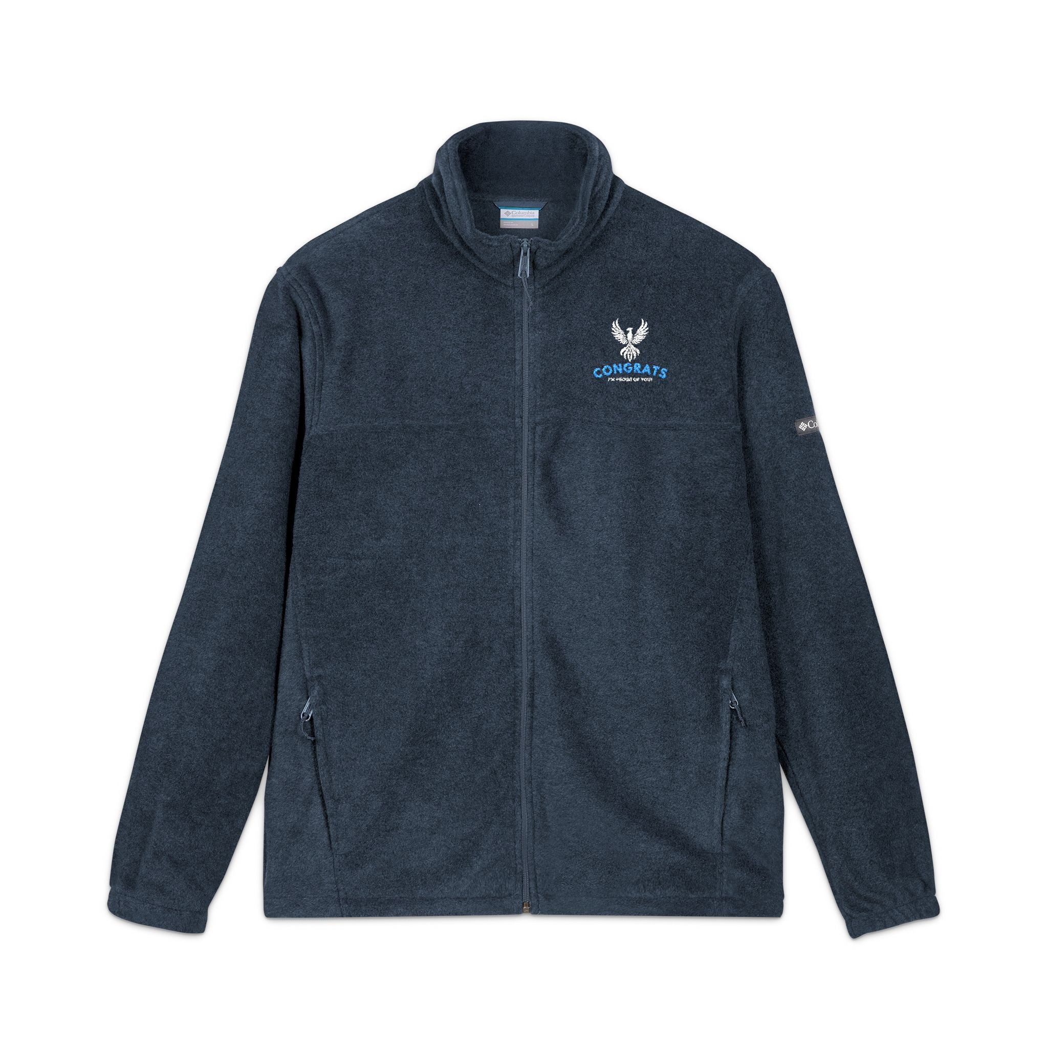 Embroidered Nautical Blue Fleece Jacket