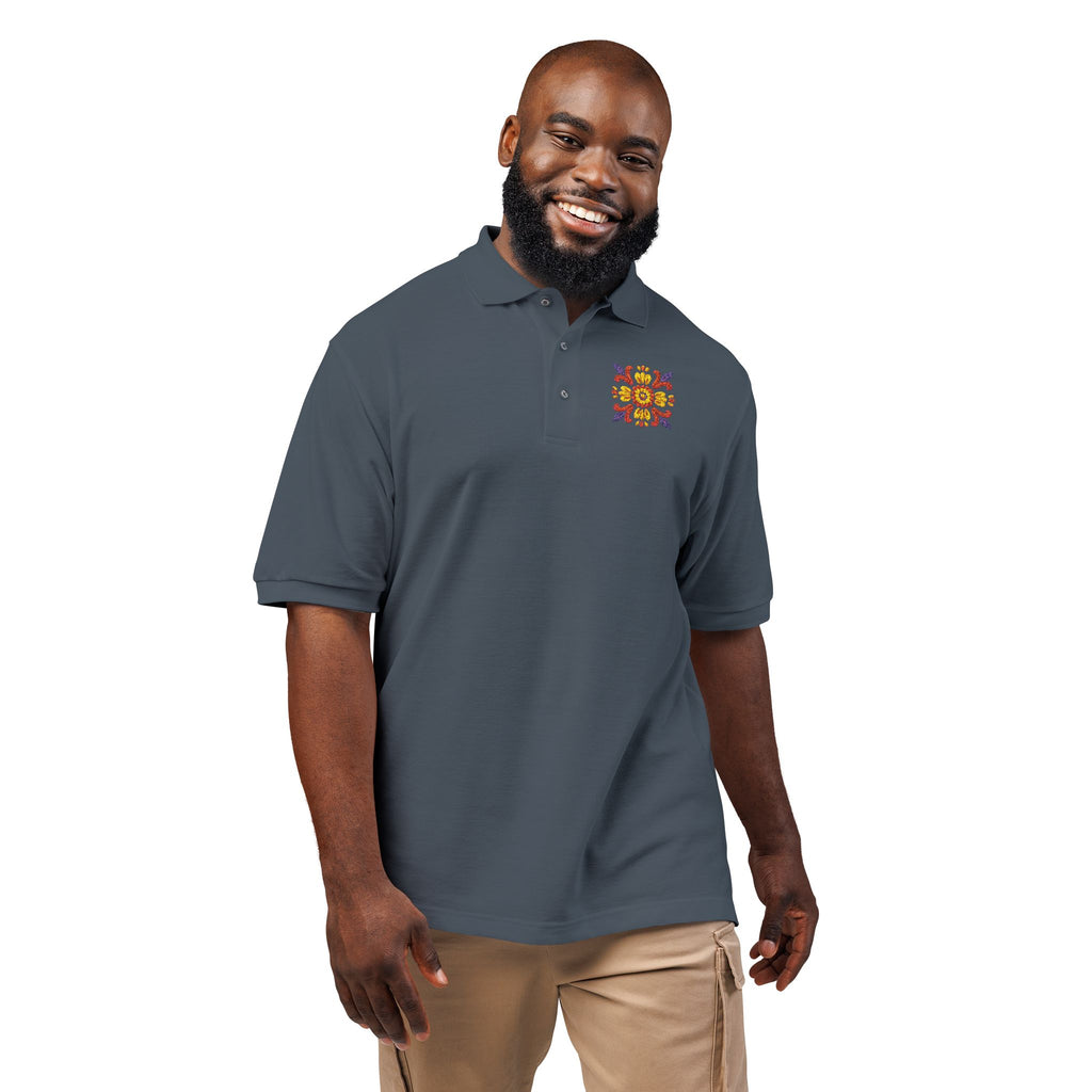 Embroidered Colorful Floral Crest Polo