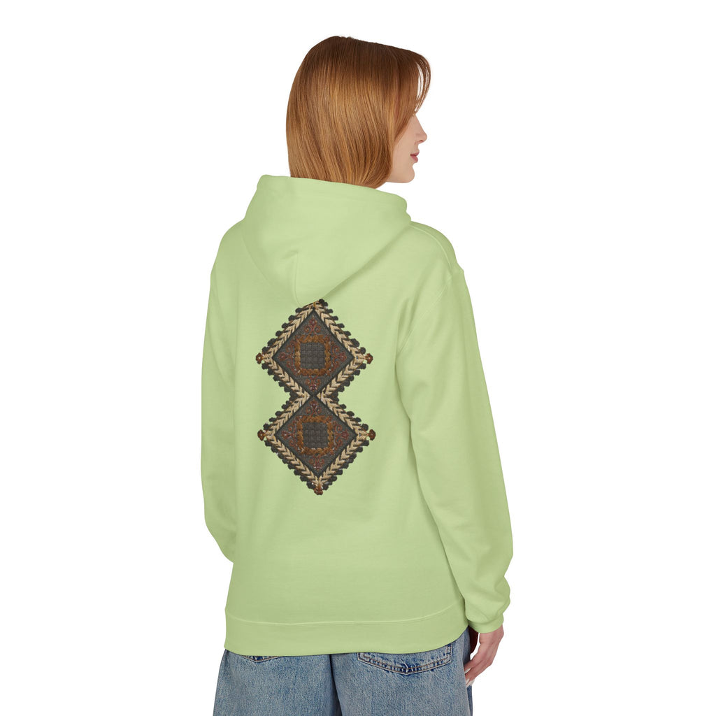 Tribal Diamond Pattern Hoodie — Rustic Geometric Aztec Pullover
