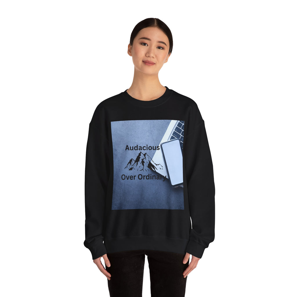 Audacious Over Ordinary mountain logo Sweatshirt | Minimal Office Adventure design
