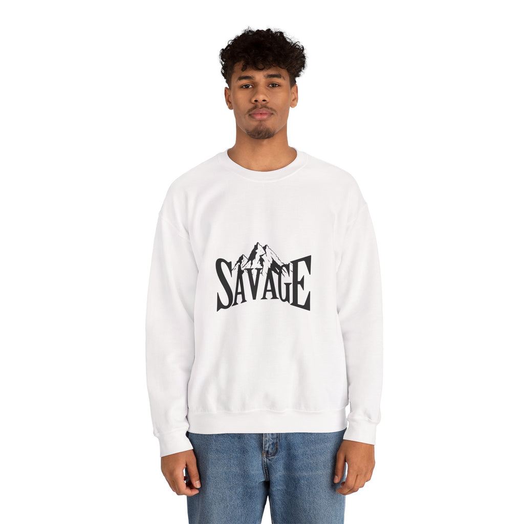 Savage Mountain Crewneck Sweatshirt — Bold Outdoor Graphic Sweatshirt
