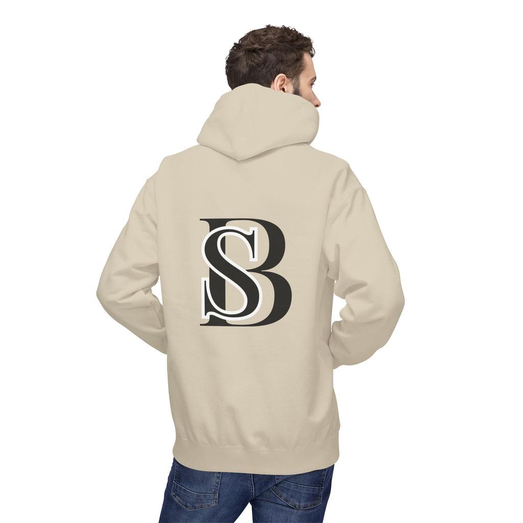Hoodie — Monogram 'SB' Logo Hoodie with “no breaks, no thoughts” Minimalist Design