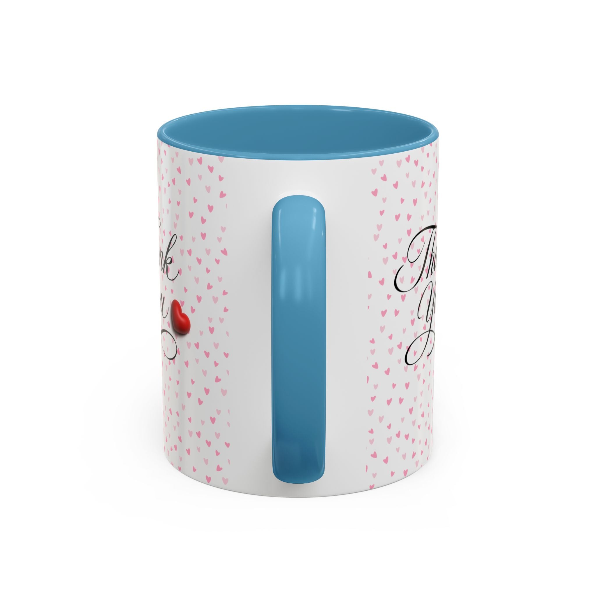 Thank You Heart Accent Mug — Romantic Pink Heart Coffee Cup (11/15oz)