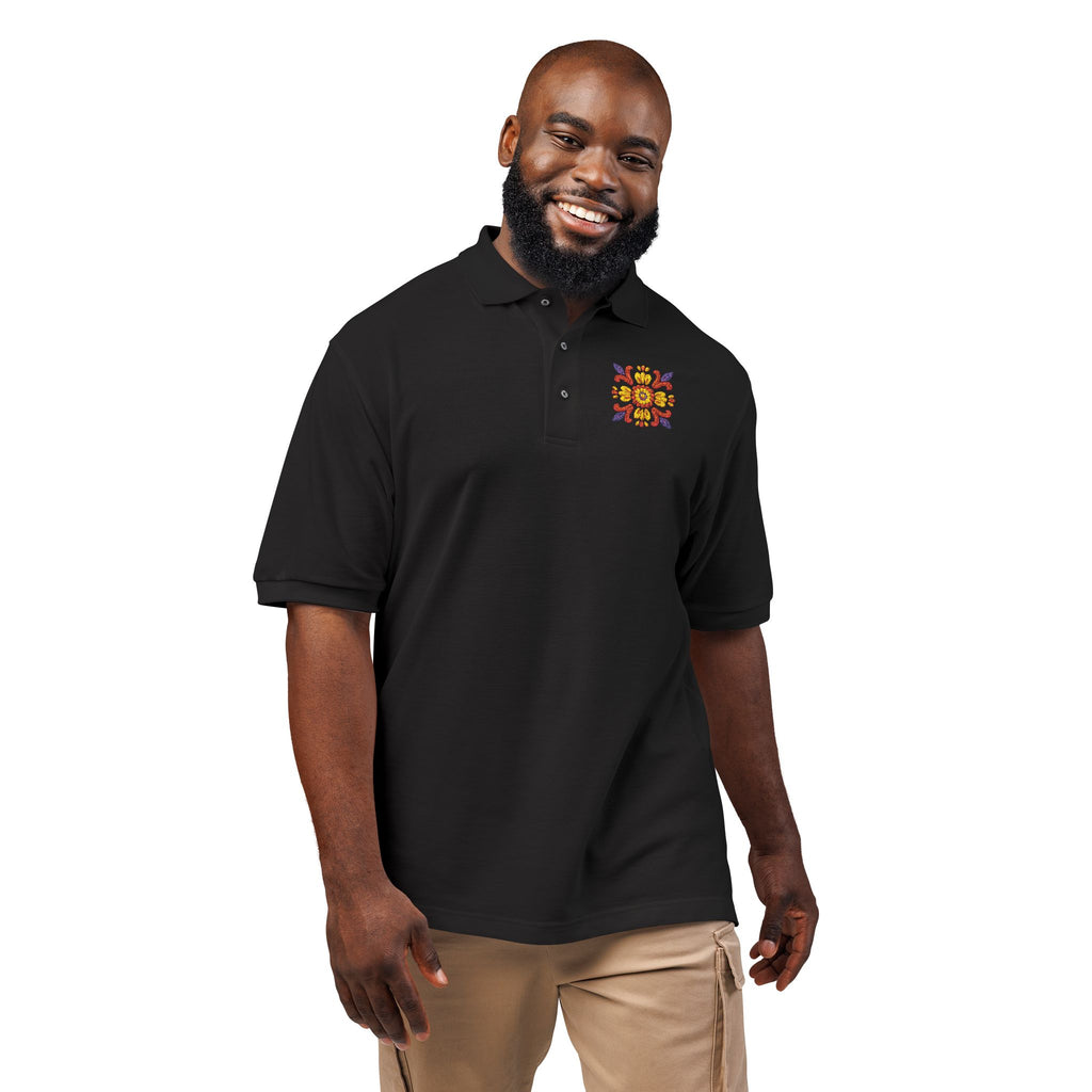 Embroidered Colorful Floral Crest Polo