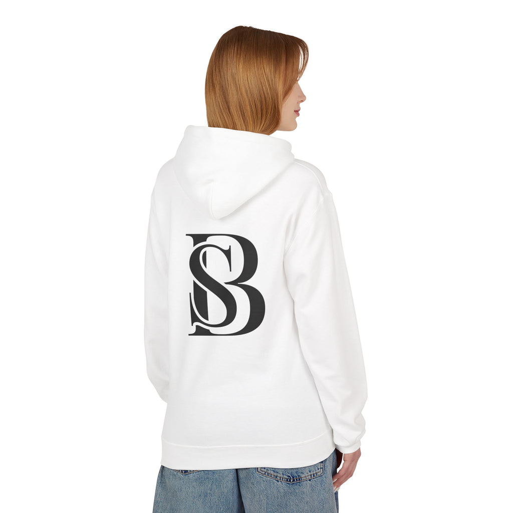 Hoodie — Monogram 'SB' Logo Hoodie with “no breaks, no thoughts” Minimalist Design