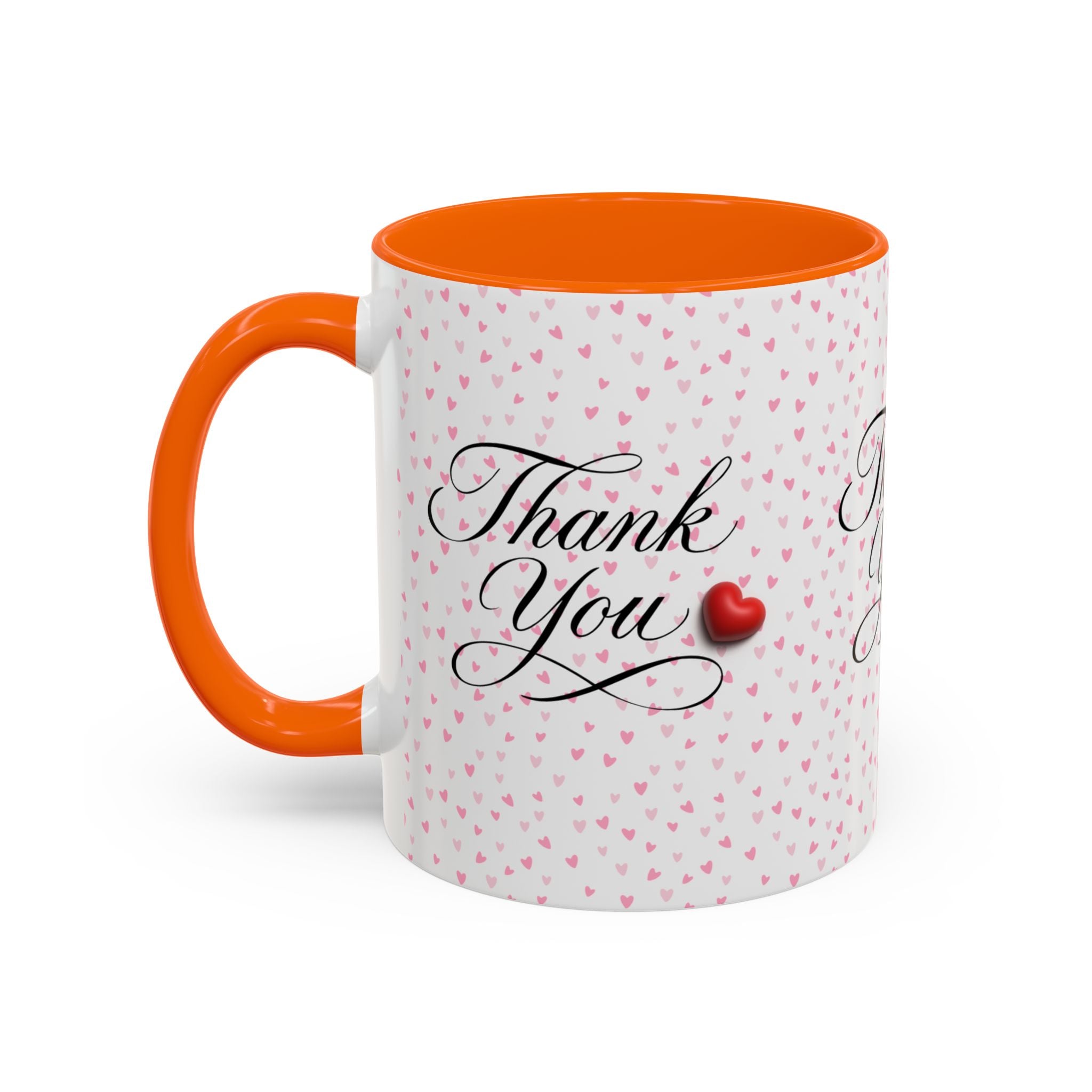 Thank You Heart Accent Mug — Romantic Pink Heart Coffee Cup (11/15oz)