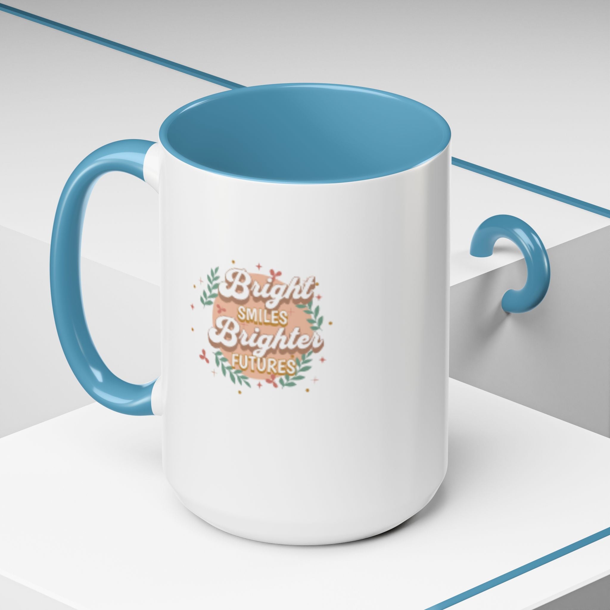 Accent Coffee Mug — "Bright Smiles Brighter Futures" Floral Teacher Appreciation Mug (11/15 oz)
