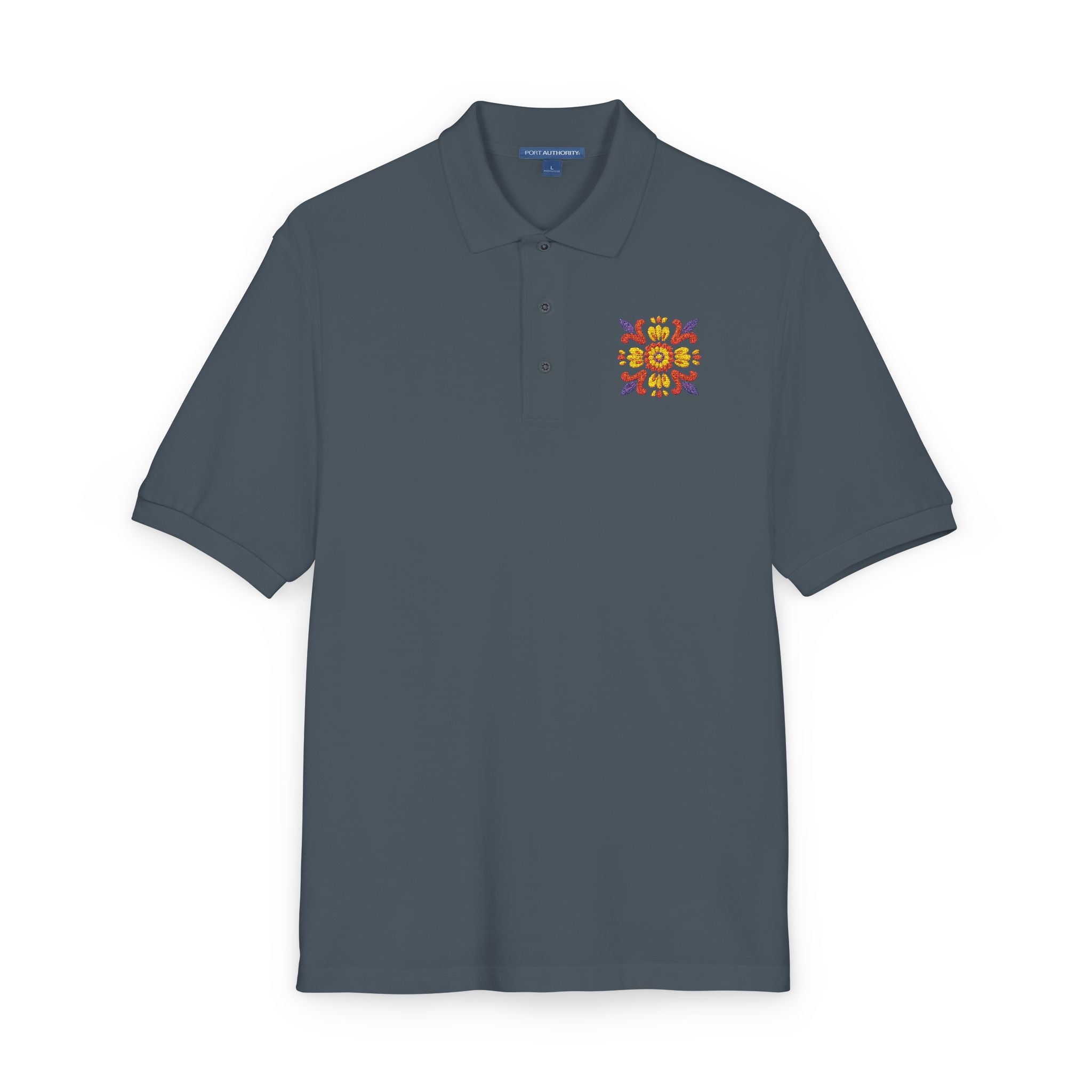 Embroidered Colorful Floral Crest Polo