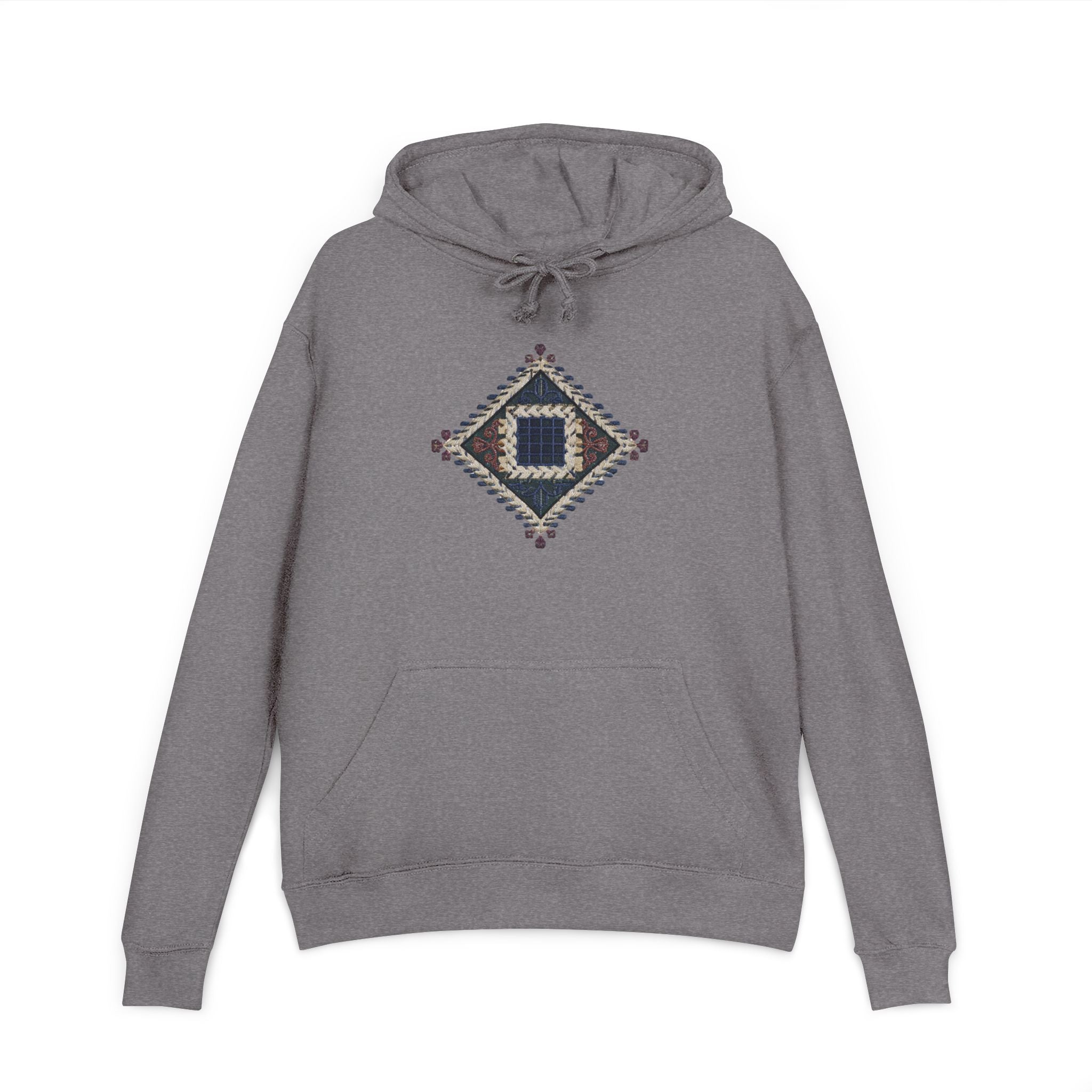 Boho Geometric Hoodie — Native-Inspired Diamond Pattern Sweatshirt