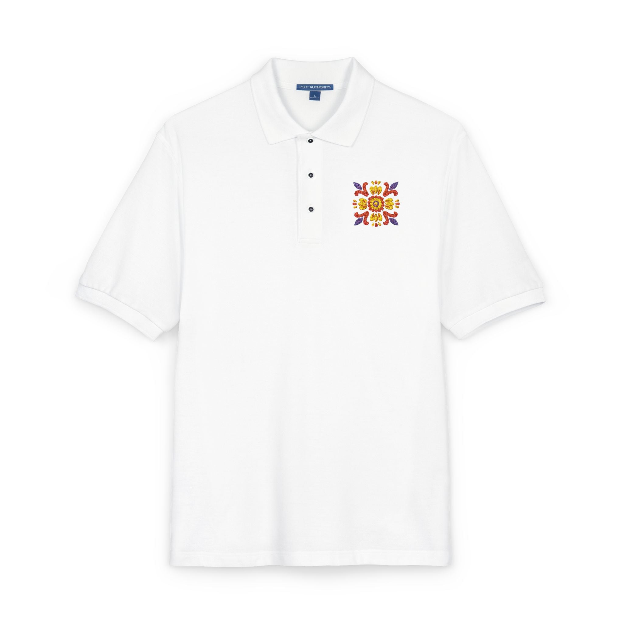 Embroidered Colorful Floral Crest Polo