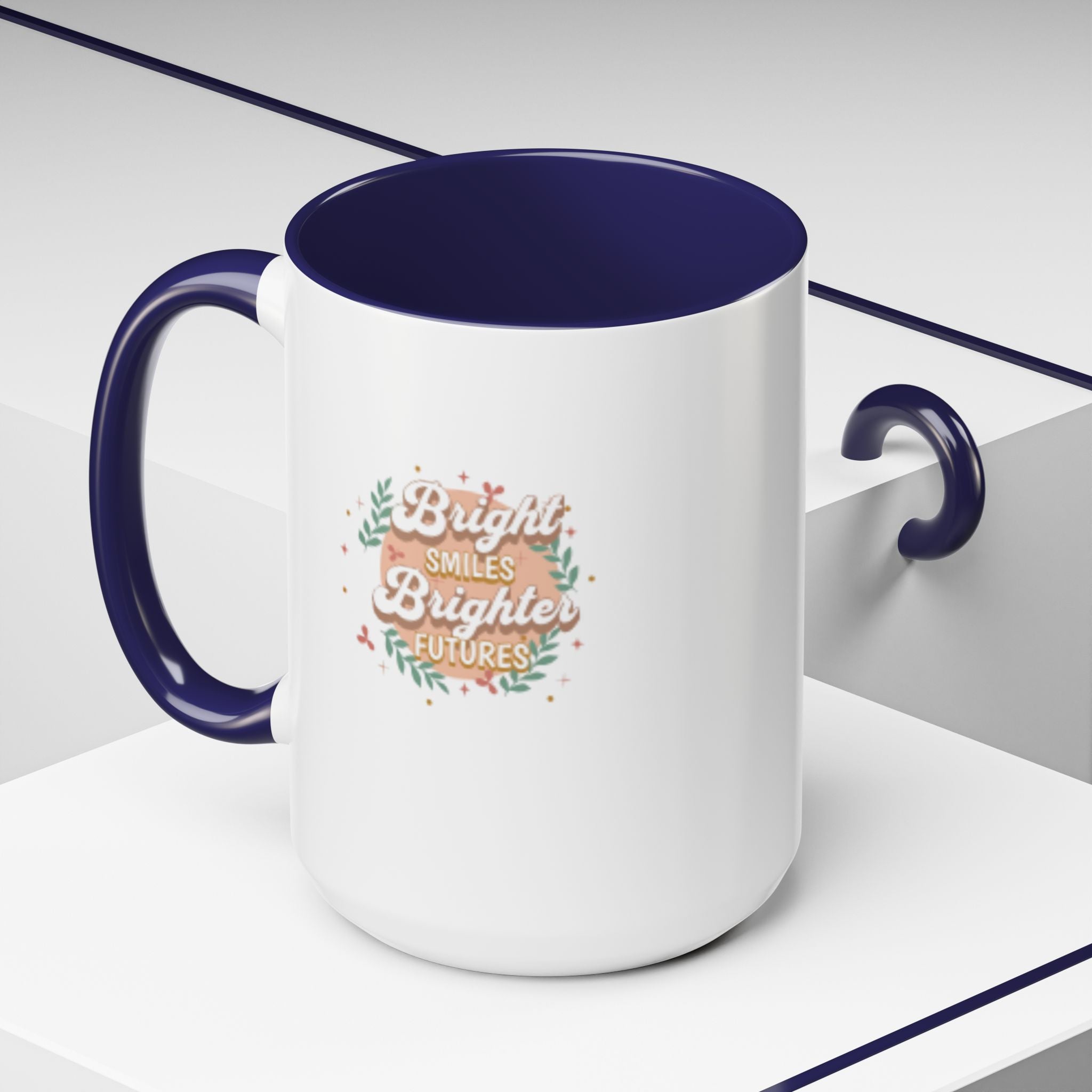 Accent Coffee Mug — "Bright Smiles Brighter Futures" Floral Teacher Appreciation Mug (11/15 oz)