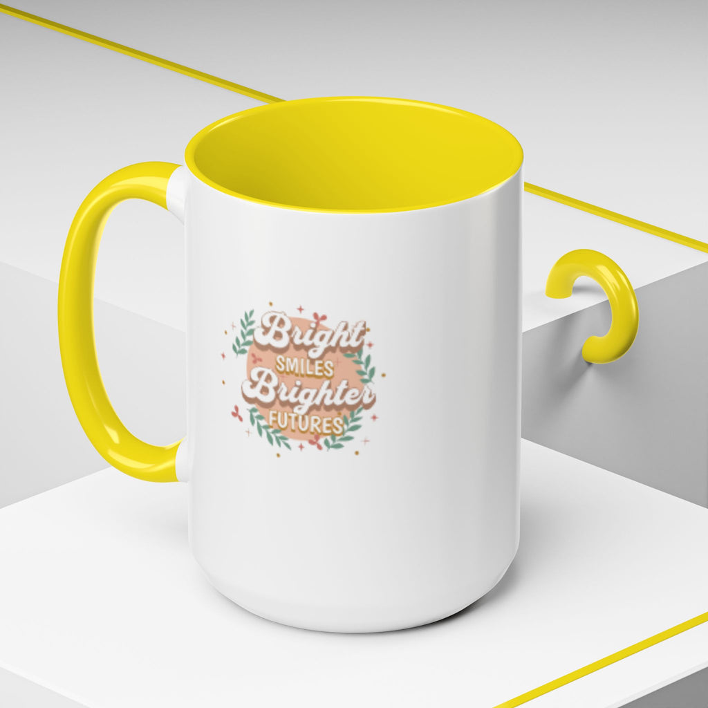 Accent Coffee Mug — "Bright Smiles Brighter Futures" Floral Teacher Appreciation Mug (11/15 oz)