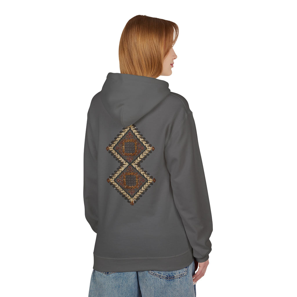 Tribal Diamond Pattern Hoodie — Rustic Geometric Aztec Pullover