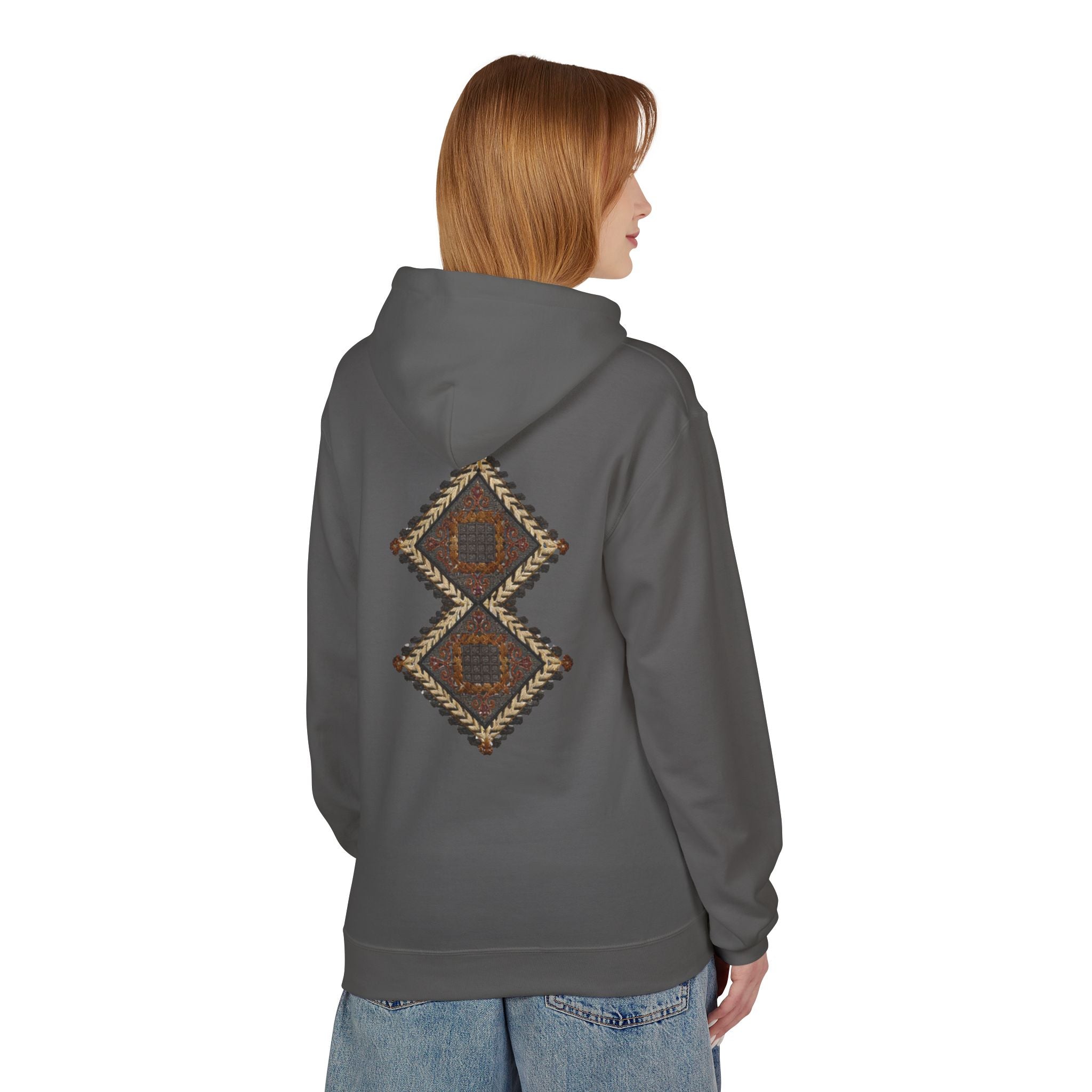 Tribal Diamond Pattern Hoodie — Rustic Geometric Aztec Pullover