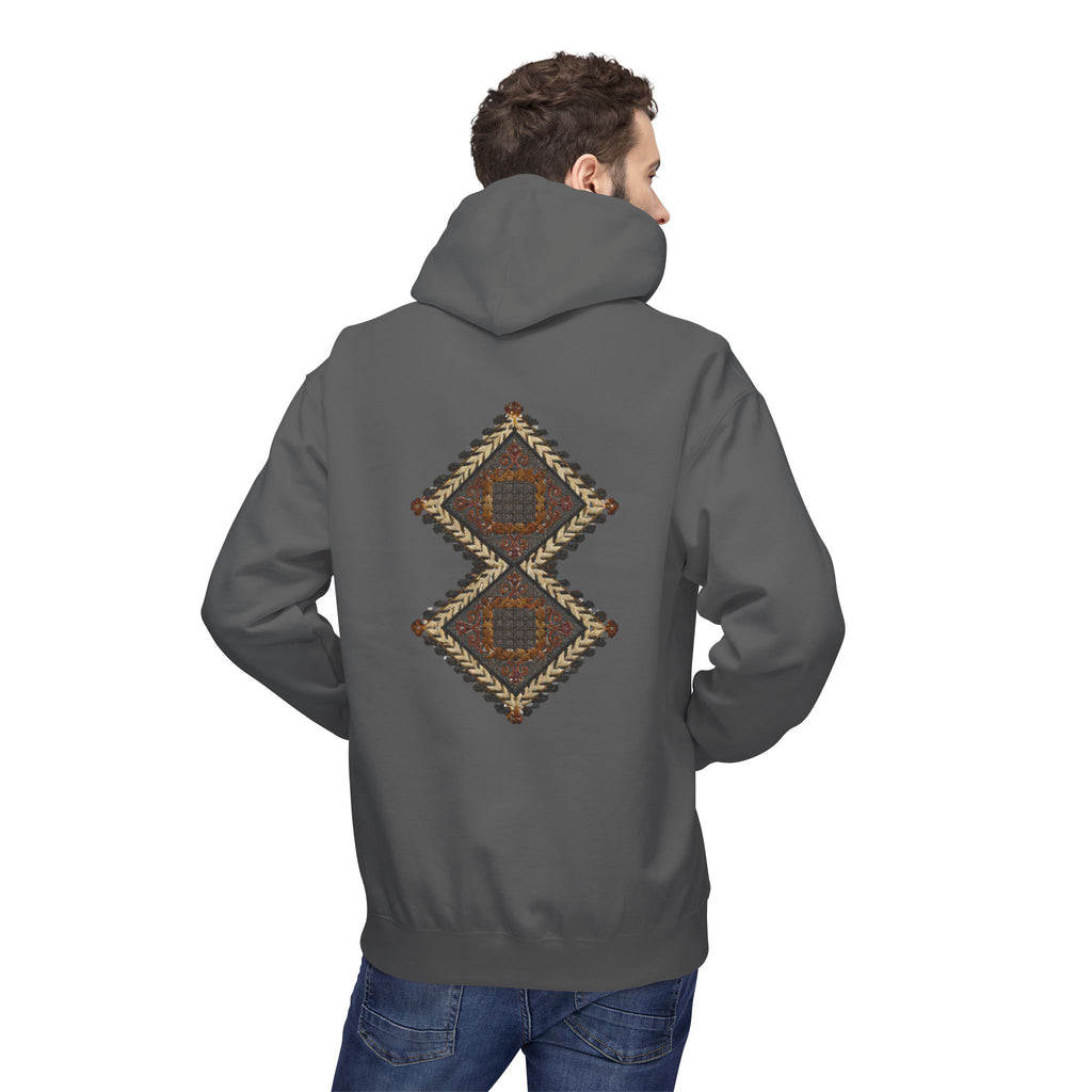 Tribal Diamond Pattern Hoodie — Rustic Geometric Aztec Pullover