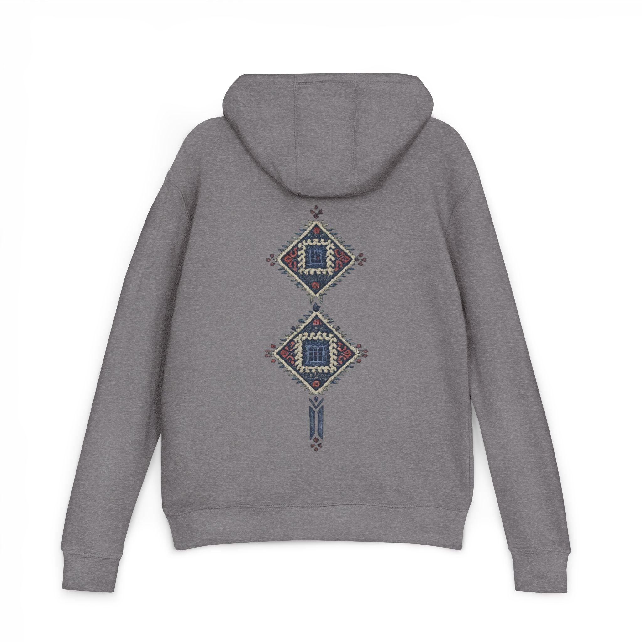 Boho Geometric Hoodie — Native-Inspired Diamond Pattern Sweatshirt