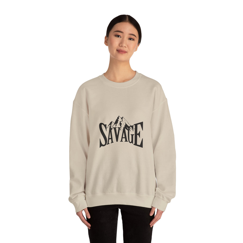 Savage Mountain Crewneck Sweatshirt — Bold Outdoor Graphic Sweatshirt