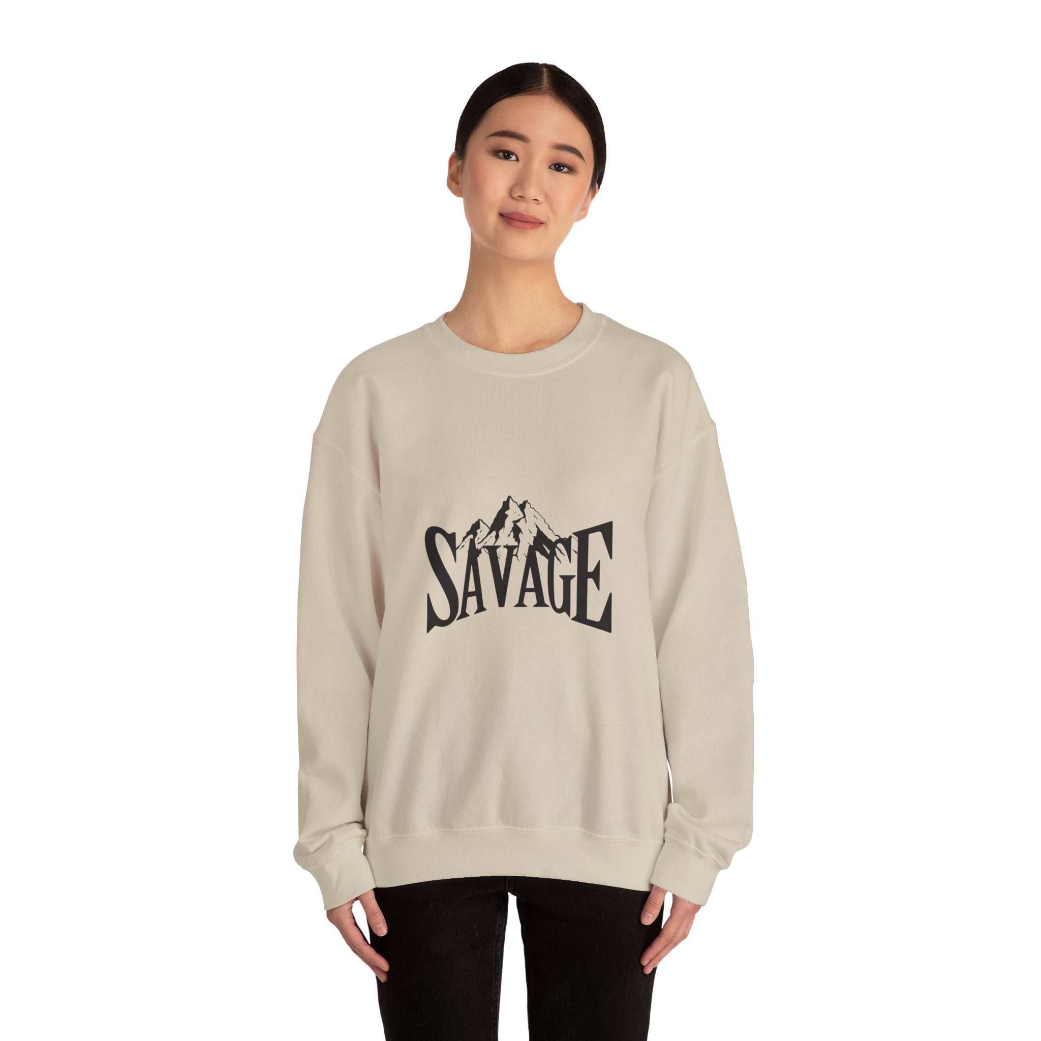 Savage Mountain Crewneck Sweatshirt — Bold Outdoor Graphic Sweatshirt