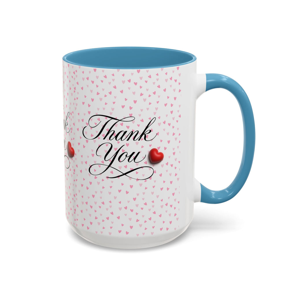Thank You Heart Accent Mug — Romantic Pink Heart Coffee Cup (11/15oz)