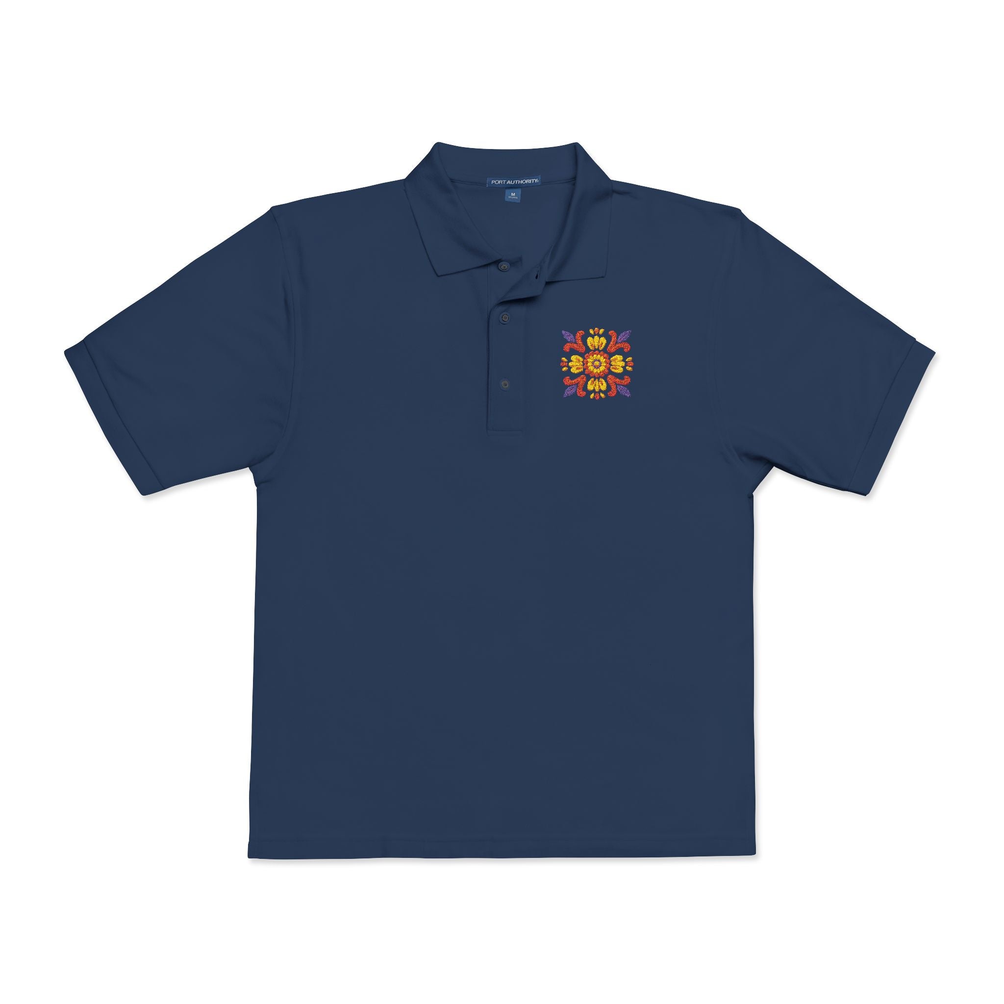 Embroidered Colorful Floral Crest Polo