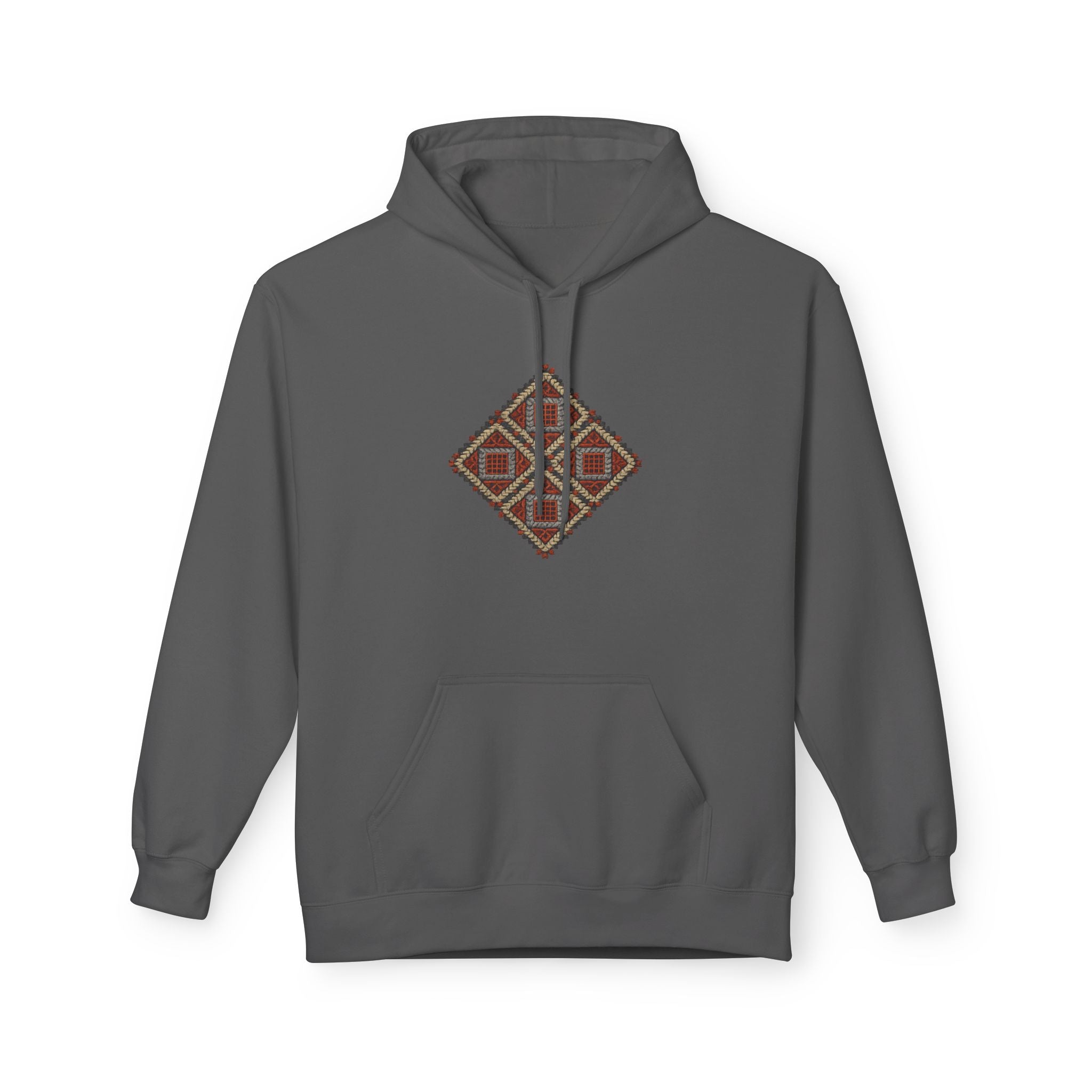 Tribal Diamond Pattern Hoodie — Rustic Geometric Aztec Pullover