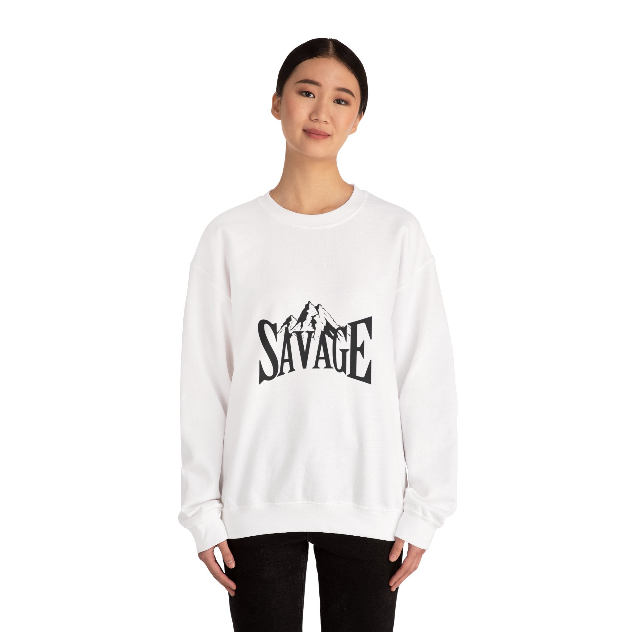 Savage Mountain Crewneck Sweatshirt — Bold Outdoor Graphic Sweatshirt