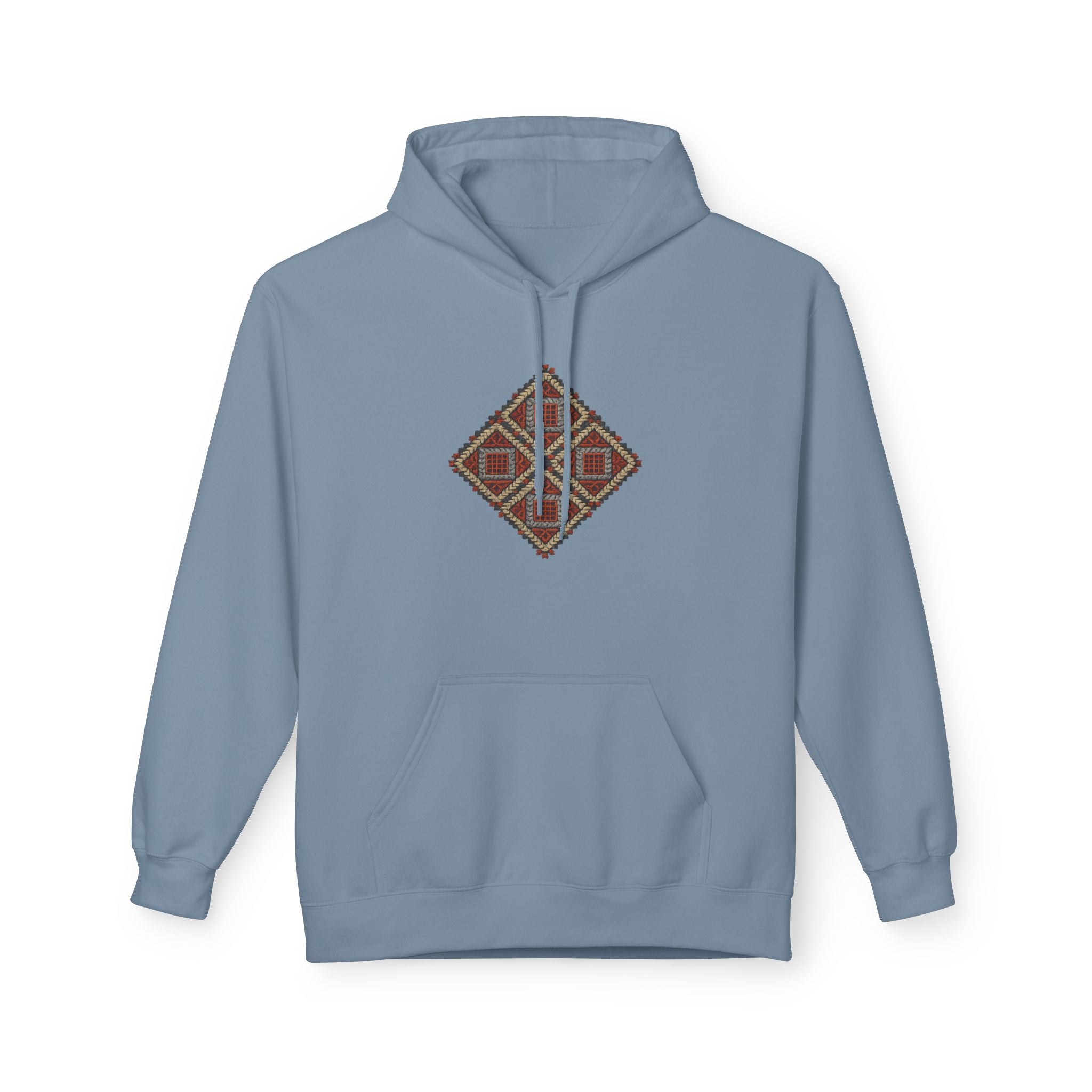 Tribal Diamond Pattern Hoodie — Rustic Geometric Aztec Pullover