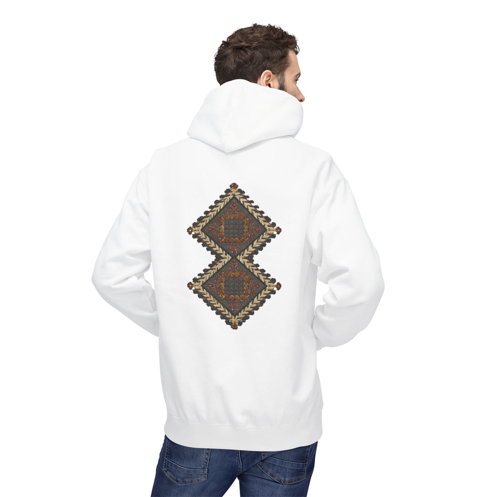 Tribal Diamond Pattern Hoodie — Rustic Geometric Aztec Pullover