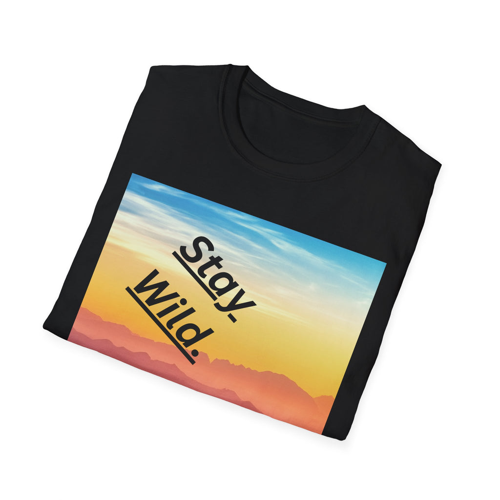 Stay Wild Mountain Sunset T-Shirt | Nature Landscape Typography