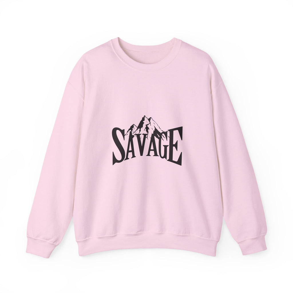 Savage Mountain Crewneck Sweatshirt — Bold Outdoor Graphic Sweatshirt