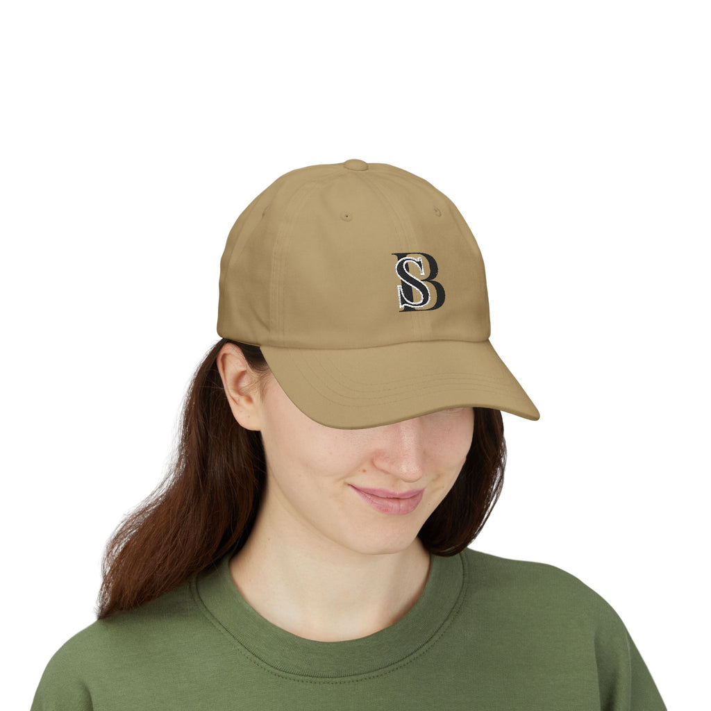 Embroidered 'SB' Monogram Dad Cap — Classic White Baseball Hat