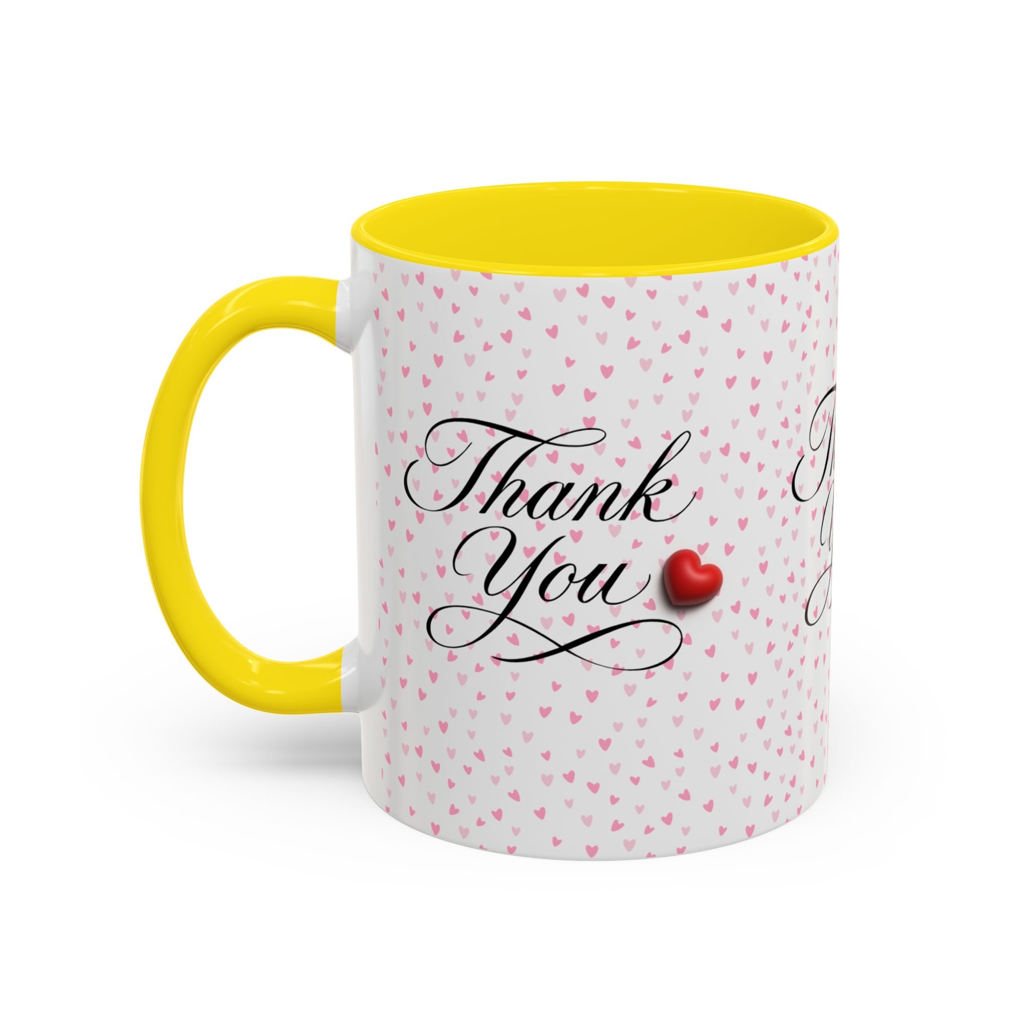 Thank You Heart Accent Mug — Romantic Pink Heart Coffee Cup (11/15oz)