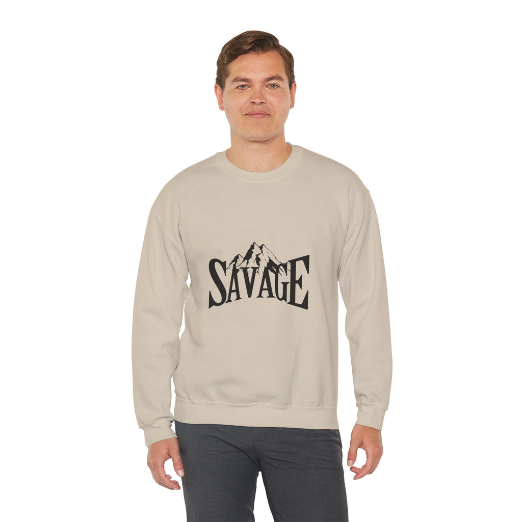 Savage Mountain Crewneck Sweatshirt — Bold Outdoor Graphic Sweatshirt