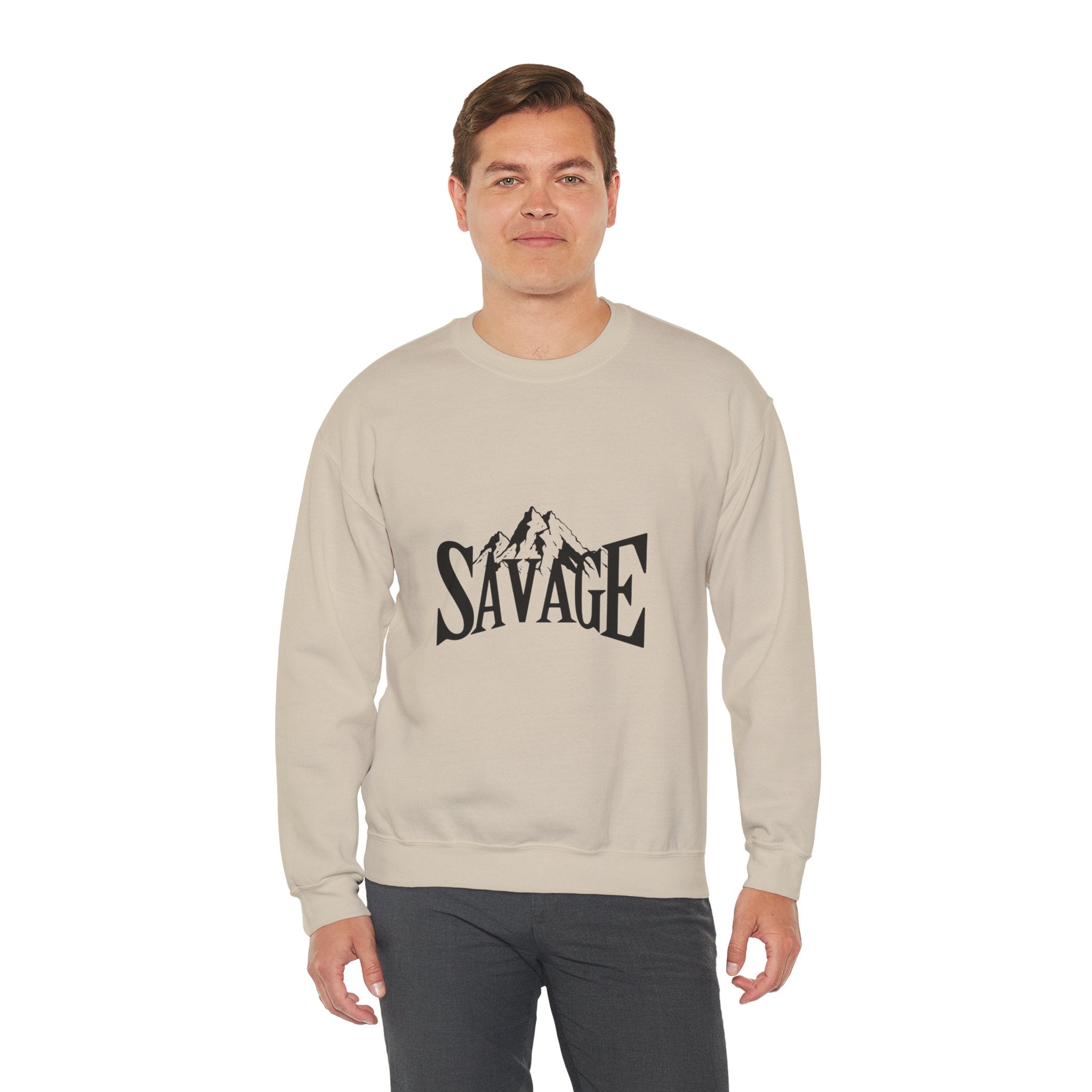 Savage Mountain Crewneck Sweatshirt — Bold Outdoor Graphic Sweatshirt