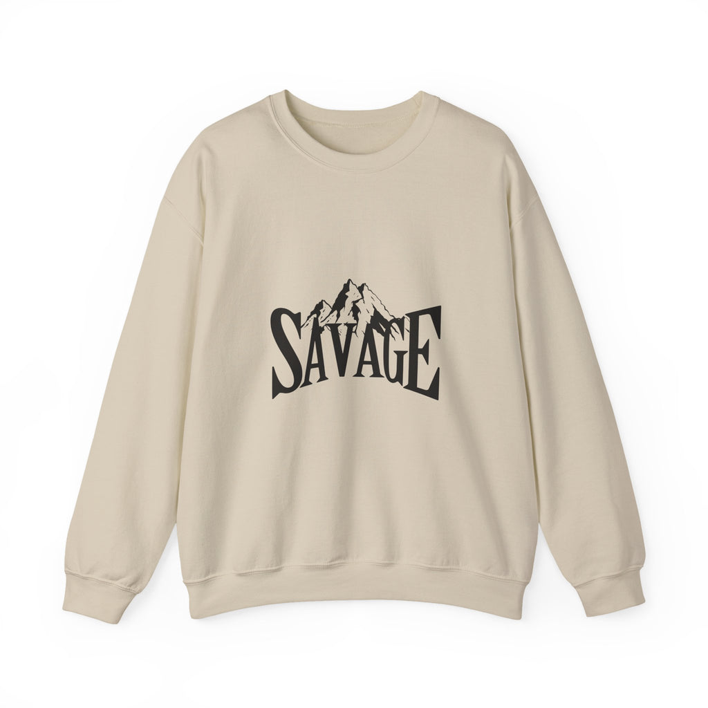 Savage Mountain Crewneck Sweatshirt — Bold Outdoor Graphic Sweatshirt