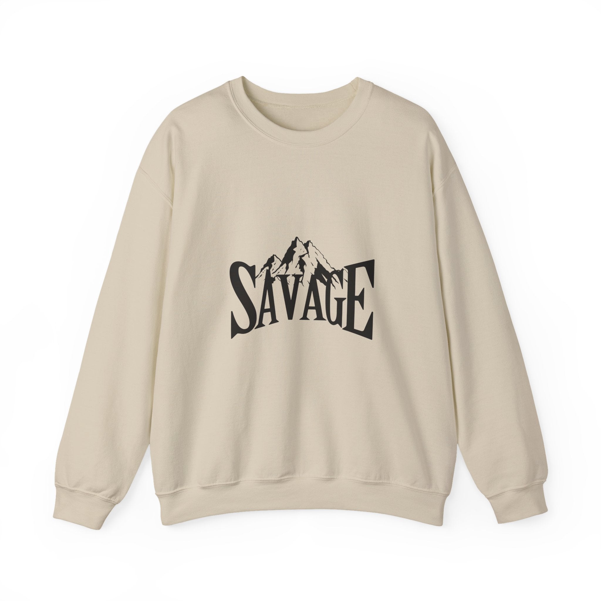 Savage Mountain Crewneck Sweatshirt — Bold Outdoor Graphic Sweatshirt