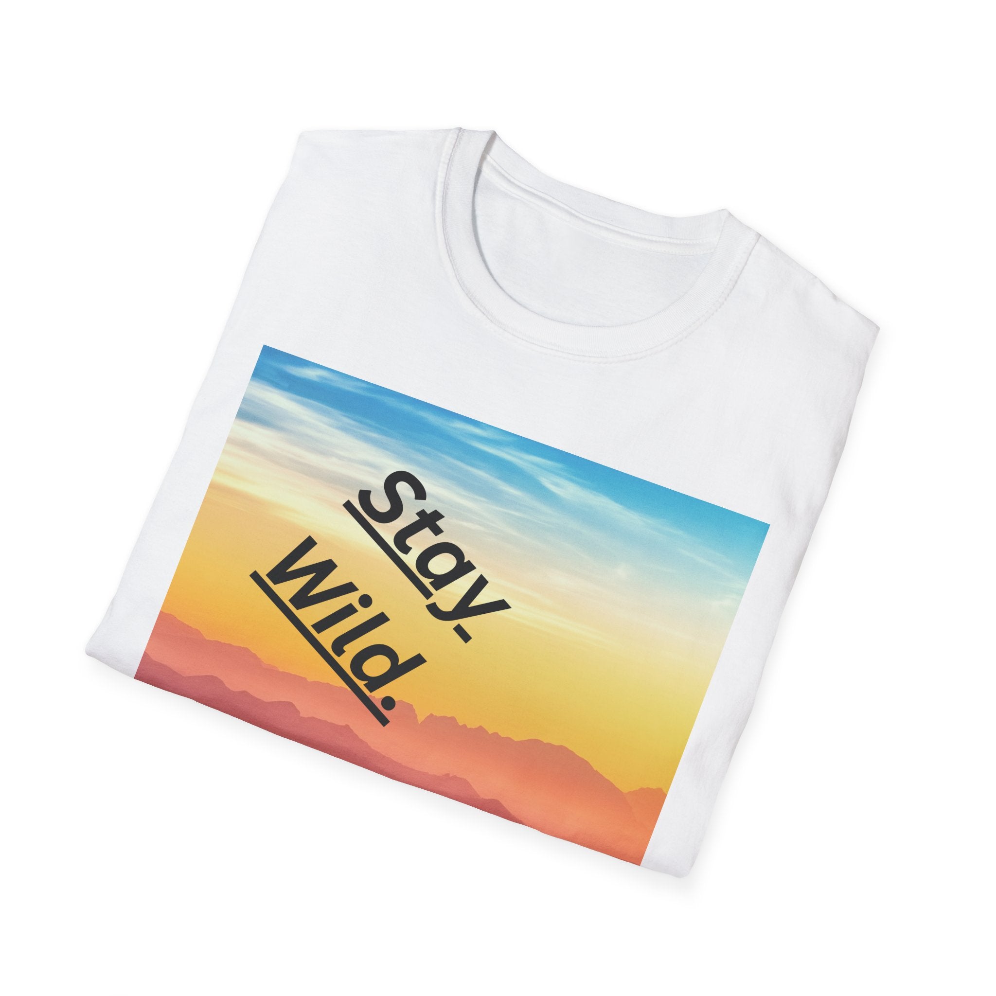 Stay Wild Mountain Sunset T-Shirt | Nature Landscape Typography