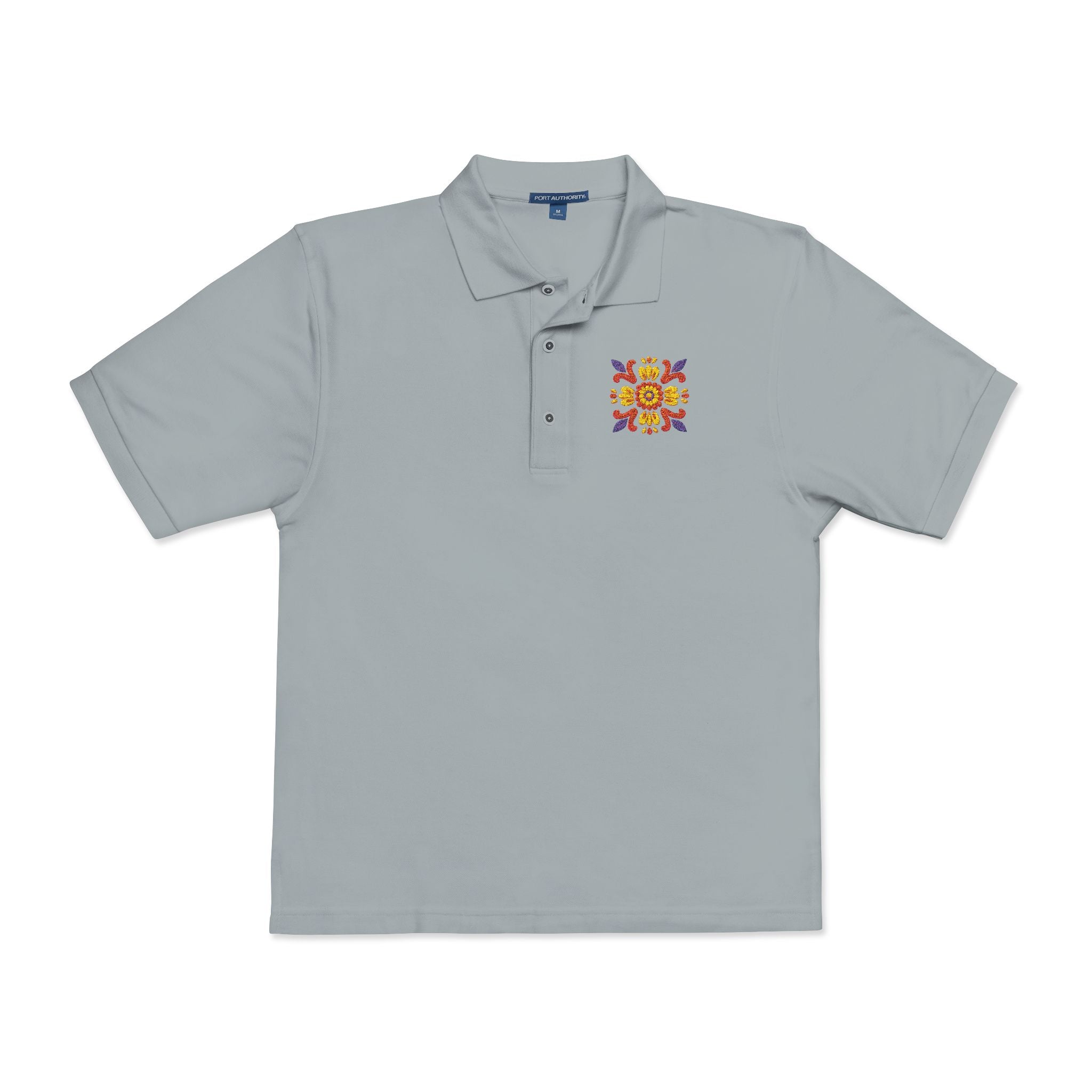 Embroidered Colorful Floral Crest Polo