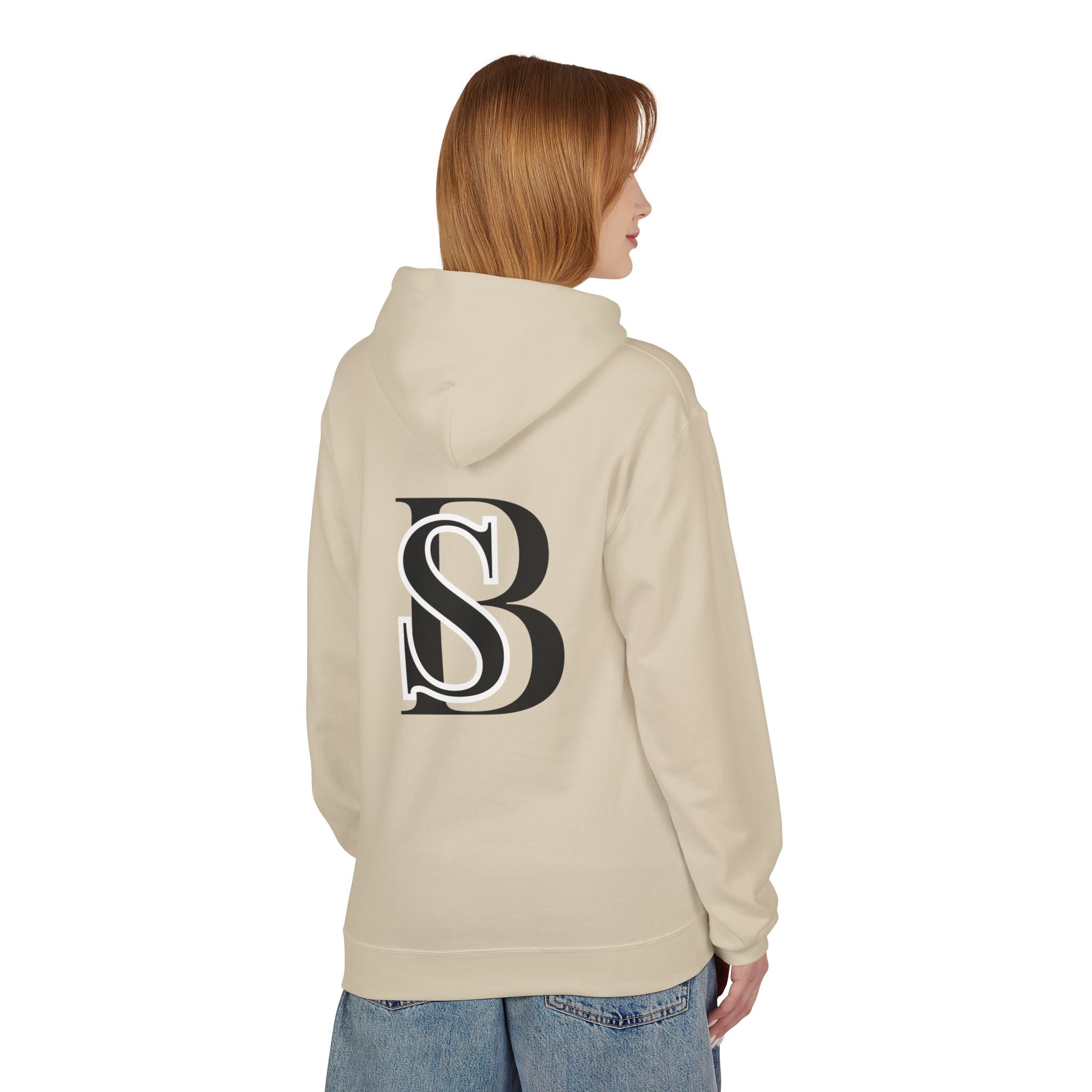 Hoodie — Monogram 'SB' Logo Hoodie with “no breaks, no thoughts” Minimalist Design
