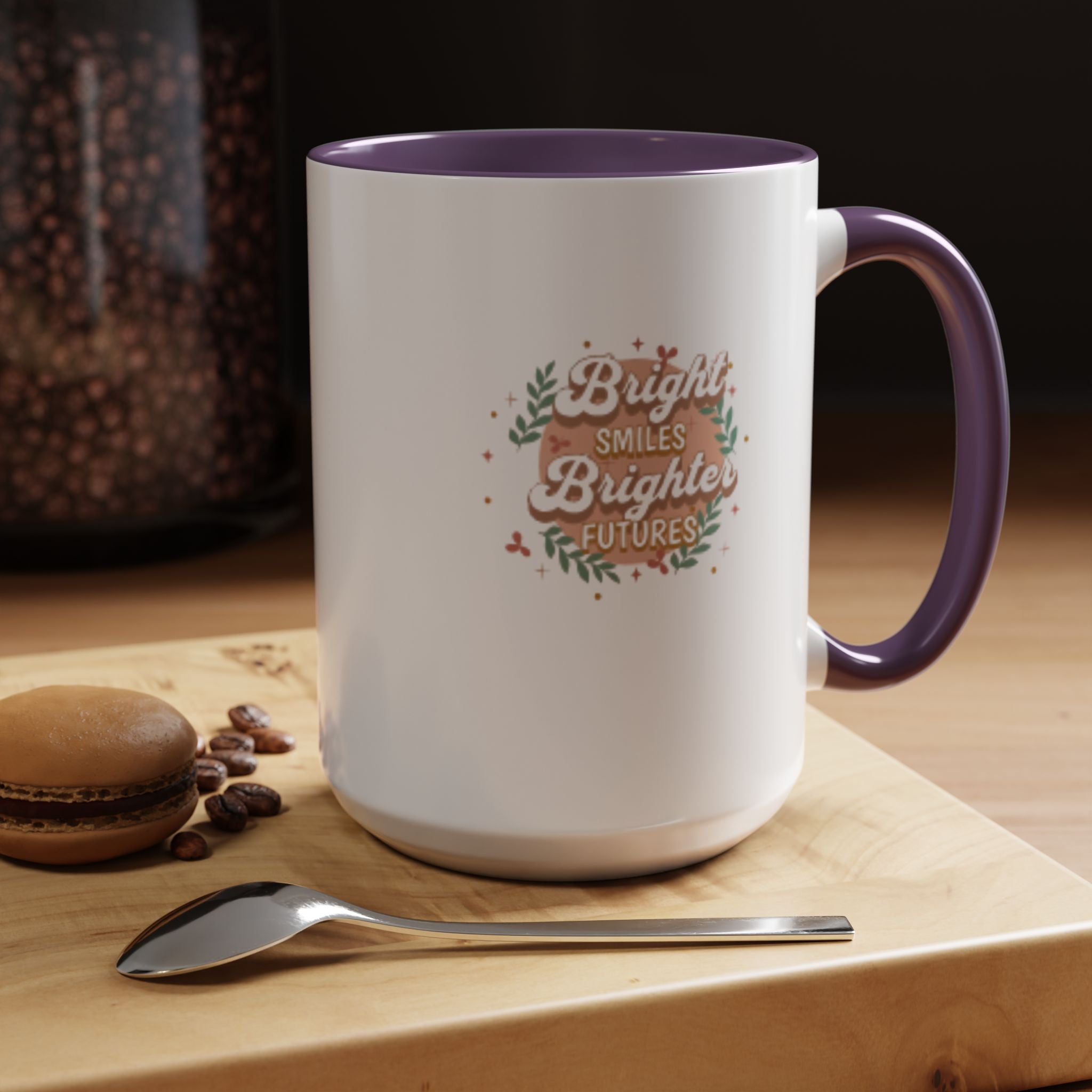 Accent Coffee Mug — "Bright Smiles Brighter Futures" Floral Teacher Appreciation Mug (11/15 oz)